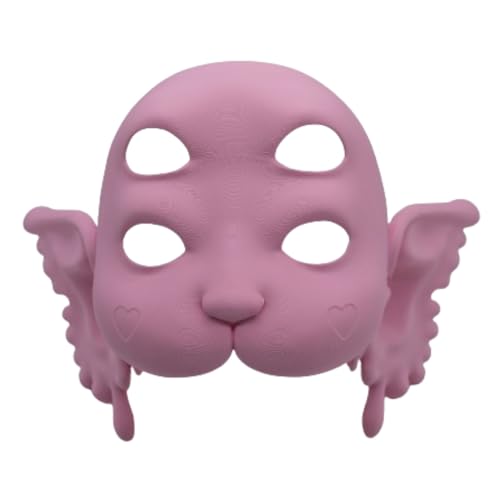 Printed Mask Costume for Adults Nymph Portals Face Mask- mask or Anime costume Mask & Ears (PINK)
