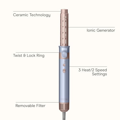 INFINITIPRO by CONAIR DigitalAIRE Multi Hair Styler, Air Styling System for Curls, Waves, Blowouts & Volume, 4 Attachments to Personalize Your Look Plus Storage Bag, Light Blue