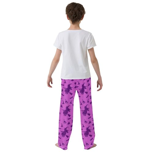 Witch and Cat Boys Long Pants Soft Trousers Elastic Waist Kids Lounge Bottoms with Pockets S-XL3