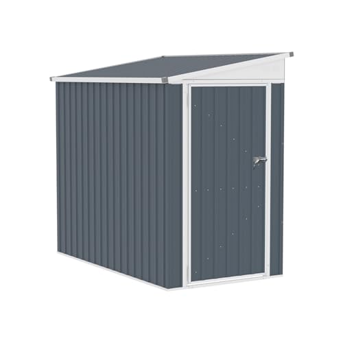LOKAXXZU - Correa de almacenamiento al aire libre, 4 'x 6' cobertizo de almacenamiento de jardín de acero flaco para perder la casa con herramientas de metal exterior con puerta bloqueable y 2 salidas