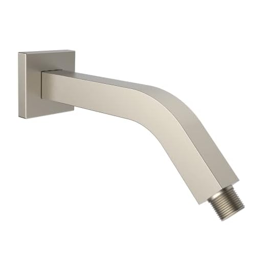Aquaiaw Shower Arm and Flange, 8 inch, Square, Solid Brass, Brushed Nickel Shower Arm Extension with Flange, Both 1/2-14 NPT Shower Head Extension Arm, Wall Mount. For Rain Shower Head Max. 12 inch