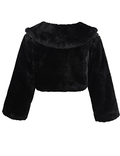 TiaoBug Flower Girl Faux Fur Bolero Shrug Cape Coat Jacket Princess Bridesmaid Long Sleeve Cardigan for Wedding Party Dress2