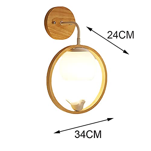 Lámpara de pared de registro de anillo con aplique de madera E27 5