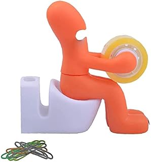 Funny Tape Holder Desktop Office Supplies Station Butt Tape Dispenser with Paperclip Orange School Supplies
