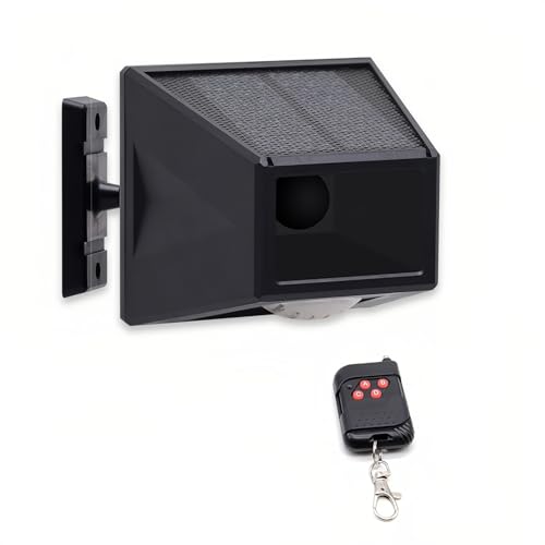 Lancoon Alarma Solar al Aire Libre Detector de Movimiento libremente Giratorio IP65 Impermeable 129db Fuerte Sirena lámpara luz estroboscópica con Mando a Distancia para el huerto Granja Granero