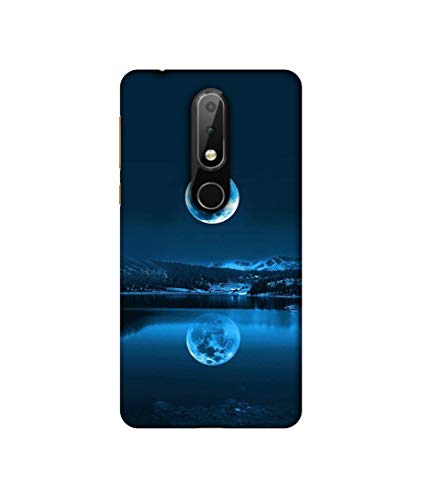 Image of Plastic Moon Pattern Print Design 3D Printed Hard Back Case Cover for Nokia 6.1 Plus, Multi-Coloured