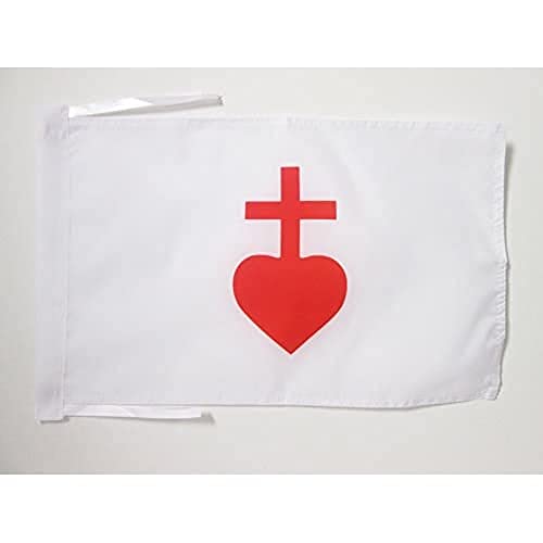AZ FLAG, Sacred Heart of Jesus Flag, 18'' x 12'', 100% Polyester catholic Small Banner with Two Cords, Fade Resistant