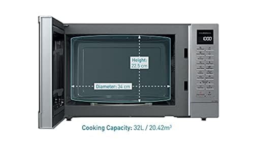 Panasonic NN-ST48KSBPQ Inverter Microwave Oven with Glass Turntable, 32L, 1000W, 25 Auto Programmes, Auto Defrost, 7 Power Levels, Timer, Digital LED Display, Stainless Steel Exterior