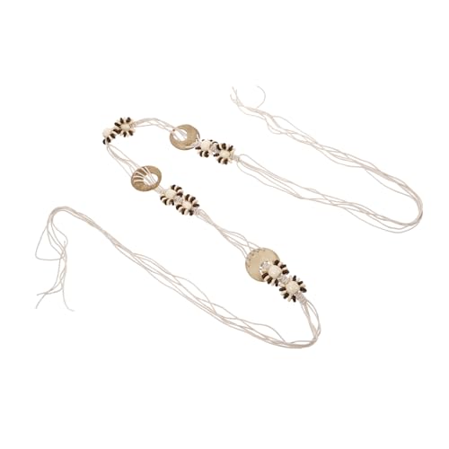 Bohemian Woven Waist Belt for Women Adjustable Handmade Braided Belt with Wax Rope for Summer Dresses Stylish Beige Accessory for Women