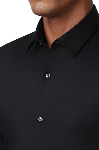 Image of Peter England Men Polycotton Slim Fit Full Sleeve Stretchable Solid Formal Shirt | Lycra Comfort