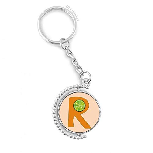 Llavero giratorio con la letra R y diseño de naranja de DIYthinker