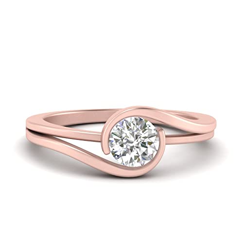 Bague de fiançailles solitaire torsadée plaqué or rose et bijoux fantaisie ronds