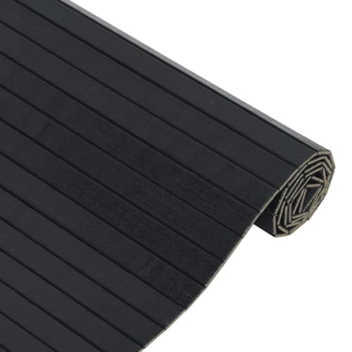Tapis carré noir en bambou 100x100 cm pour harmoniser un sol moderne