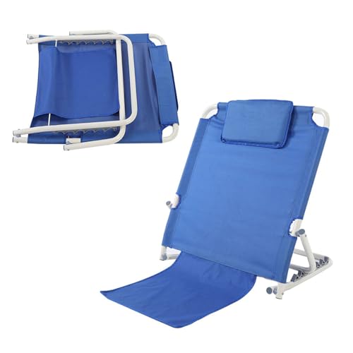 EVGATSAUTO Bed Backrest with Armrest, 6-Position Angle, Portable Folding Beach Backrest Disability Support Lounge Adjustable Back Rest for Elderly and Patient Nursing
