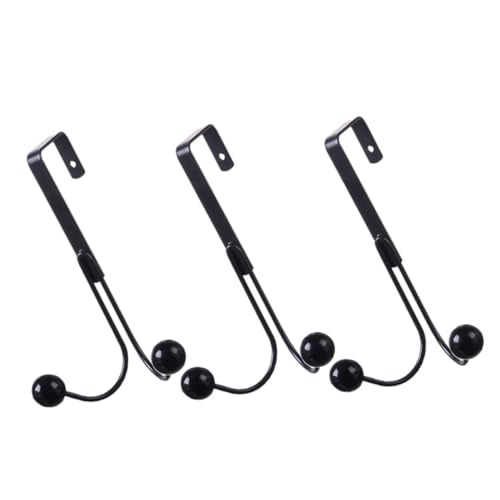 Cabilock 3pcs Wrought Iron Hook Over The Door Hooks Over The Door Towel -Mounted Coat Rack Over Door Towel Hanger Coat Hook Key Holder Hook Overdoor Hanger Organizer Hat Hook Black