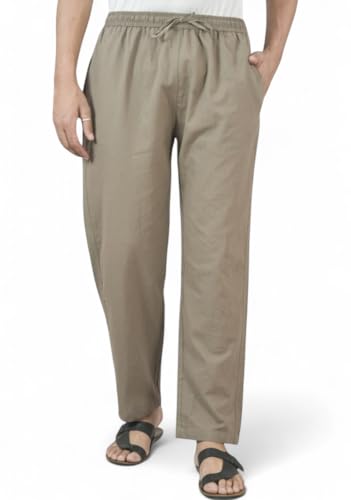 Image of Men's Formal Cotton Pants, Pure Cotton, Elastic Waist with Drawstring, Formal & Lounge Wear