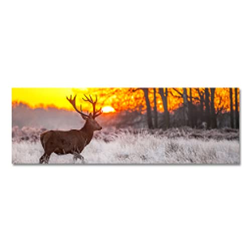 Toile abstraite cerf forêt art mural haut de gamme 30x90