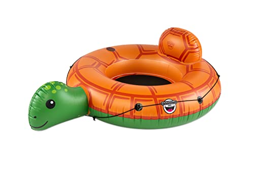 BigMouth Inc. Heavy Duty River Tube, Inflatable Raft for Floating River, Float with Drink Holder, Grab n' Latch Rope, and Comfy Mesh Seat - Turtle