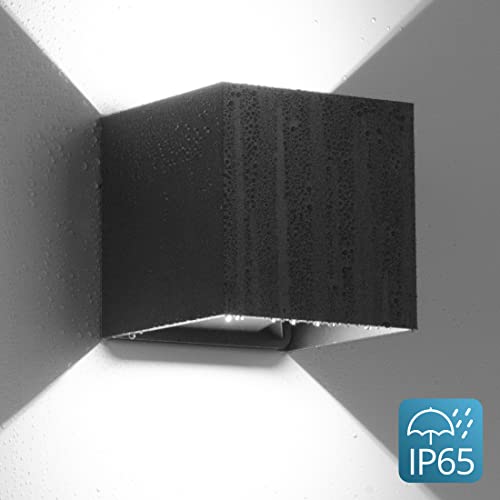 Outdoor Wall Lights Up And Down Adjustable Modern Wall Sconce Aluminum,Hardwired Square Black Porch Wall Mount Waterproof Exterior Light Fixture For Courtyards, Stairs, Corridors, Gardens（4 Pack） #TOP4