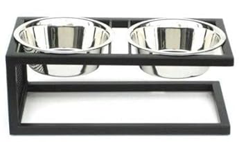 Dog Boss Square Shape Wrought Iron Dog Bowl Stand Collection Diner for Dogs and Cats Stainless Steel Food and Water Bowls with Iron Stand 450x2