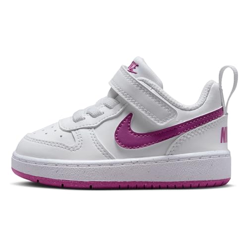 Image of Nike Court Borough Low Recraft Baby/Toddler Shoes (DV5458-121, White/Hot Fuchsia) Size 2