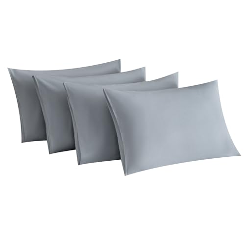 MINIPANDA Light Grey Pillowcases Set of 4 Standard Size, Envelope Design
