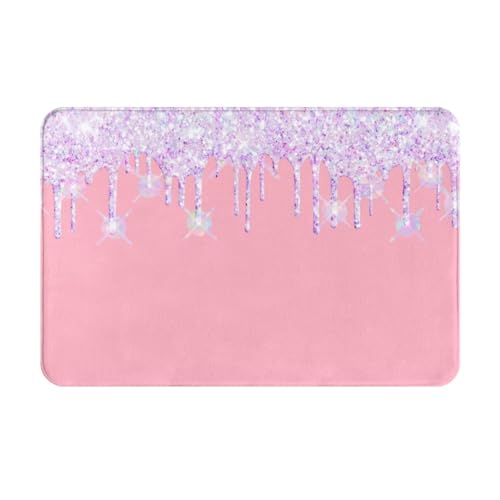 OVGDHWH Iridescent Rainbow Opal Dripping Glitter Floor mat Anti-Slip Easy