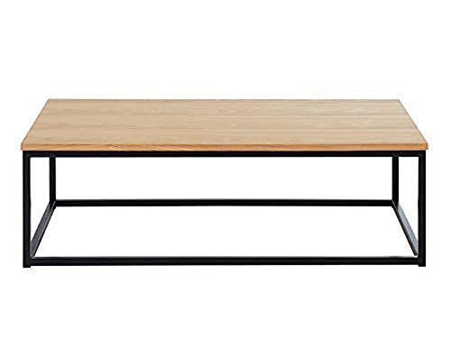 HOMIFAB Table Basse Industrielle 110x60x34 cm Noir et Effet chêne - Collection Brixton Cover