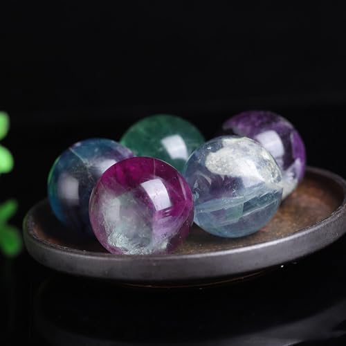 Fluorite de 65mm en boule décorative violette et verte avec support - 6