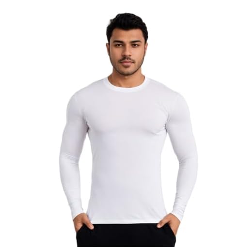 Camisa Camisetas Manga Longa Térmica Masculina Segunda Pele Proteção Uv (GG, Branco)