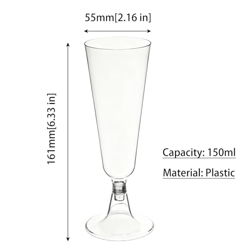 Copas de champán de plástico transparente para bodas | Pack de 60 unidades reutilizables de 150ml 3