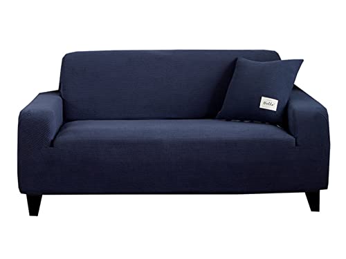 Housse de canapé extensible bleu 2 places universelle et lavable - 2