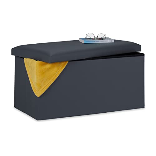 Relaxdays Sitzbank, Stauraum, Kunstleder, faltbar, gepolstert,...