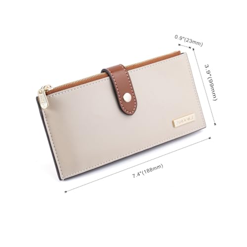 Image of ANDOILT Women's Genuine Leather Wallet RFID Blocking Credit Card Holder Zipper Purse Cell Phone Handbag