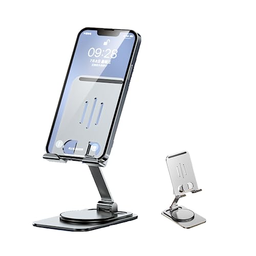 Image of DEARART Cell Phone Stand, 360 Adjustable Phone Stand for Desk, Silver Foldable Phone Holder Fully Carried Easily, Compatible Phone Pad Tablet etc.