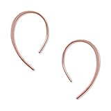 Humble Chic Upside Down Hoops - Hypoallergenic Lightweight Open Wire Needle Drop Dangle Threader Earrings - Plated in 925 Sterling Silver or 18k Gold