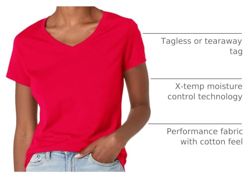 Hanes Women's X-Temp V-Neck Tee, Deep Red, Large - image 3