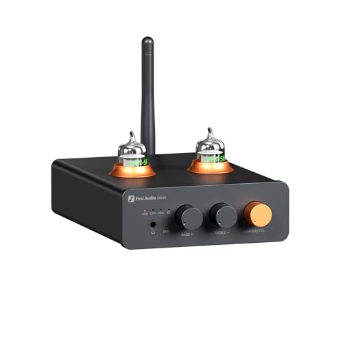 Fosi Audio GR40 Preamplificatore a Valvole con DAC, Amplificatore Cuffie da 3,5 mm per Altoparlanti Attivi/Cuffie, Preamplificatore Convertitore Audio Digitale/Analogico con Bluetooth e USB/OPT/COAX