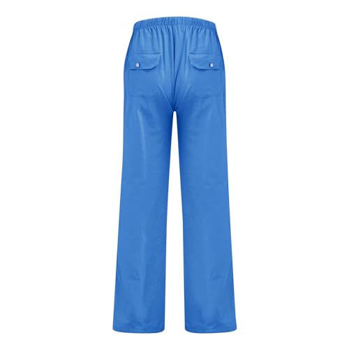 DuDubaby Cotton Linen Pants Mens Flowy Paperbag Summer Beach Trousers with Pockets Casual Loose Fit Straight-Legs2
