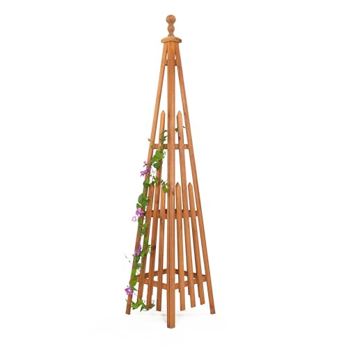 Wooden Obelisk Trellis The Ideal Support for Indoor and Outdoor Gardens, 67.5''H×14.5''W, Perfect for Tomatoes, Cucumbers, and Climbing Plants，Can Also be Used as a Background Decoration