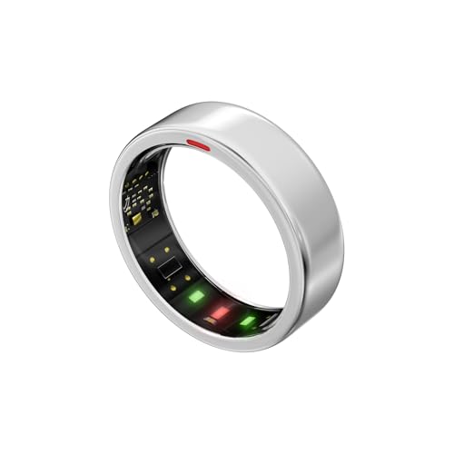 Image of POBOVi Smart Ring for Women Men- Sleep /Fitness /Stress /Heart Rate Tracker- Menstrual Records - 7 Days Battery Life - Wireless Charging - No APP Subscription - iOS & Android Compatible(Silver, Size 9)