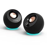 CREATIVE Pebble Pro Minimalist 2.0 USB-C Computer Speakers with Bluetooth 5.3 and Customizable RGB Lighting, Clear Dialog and BassFlex Tech, USB Audio, Headset Port, for PC and Mac