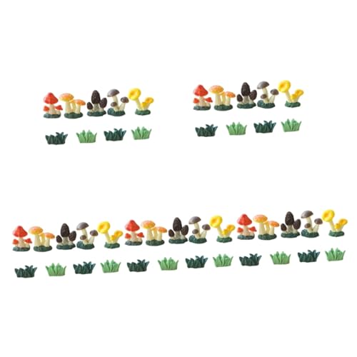 GANAZONO 5sets Miniature Di Funghi e Prato Resina Per Decorazione Di Bonsai Di Ornamenti Naturali Per Paesaggio e Giardinaggio Decorativo