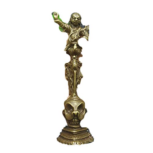 Fashion158 - Buddha Fatto a Mano con Base in Ottone Massiccio con Loto Arrabbiato MasterKing Kong pestello per Cadere Magico pestello in Bronzo