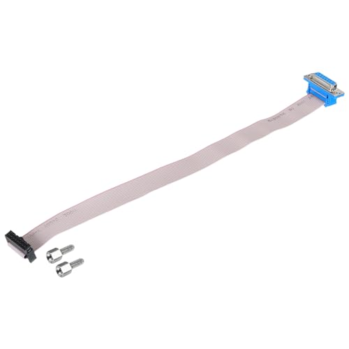MECCANIXITY 16Pin Flat Ribbon Cable Grey DB15 Female to FC-16P 2.54mm Pitch 30cm Length DB Serial Port Cable for Computer, LED Display, DVD with 2 Screws