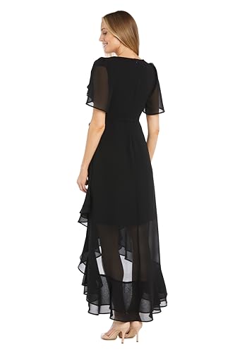 R&M Richards Long Chiffon Dress W/Mock Wrap Bodice & Hi-Lo Ruffle Hemline3