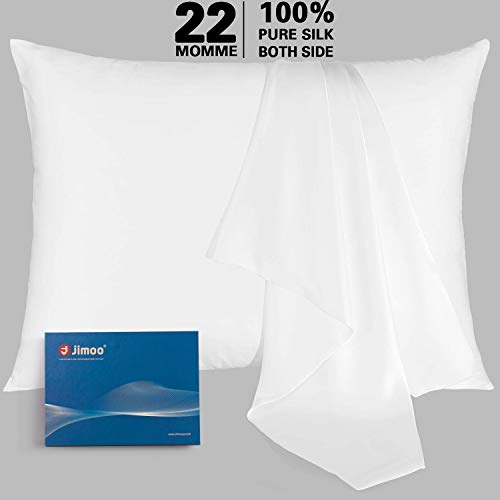 J JIMOO Natural Silk Pillowcase,for Hair and Skin with Hidden Zipper, 22 Momme