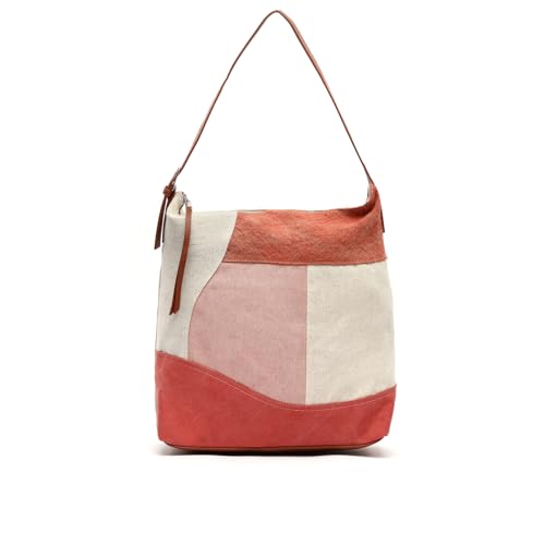 MISAKO Narcisa bolso hobo con estampado patchwork efecto desgastado ED. Mujer - Narcisa Rojo 40x35x13 cm