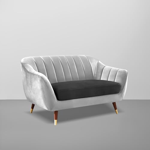 Image of Casaliving Anyse 2 Seater Sofa Set for Living Room (Black Grey Fabric) Premium Fabric Sofa