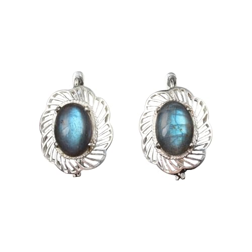 Boucles d'oreilles labradorite fait main en argent 925 de créateur
